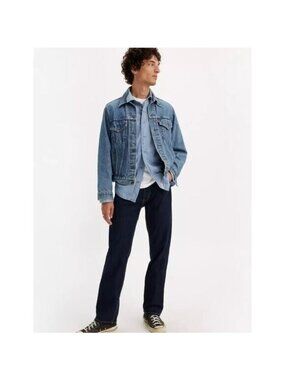 Levi's 32x30 Men's 505 Regular Fit Jeans Rinse Dark Wash Non Stretch